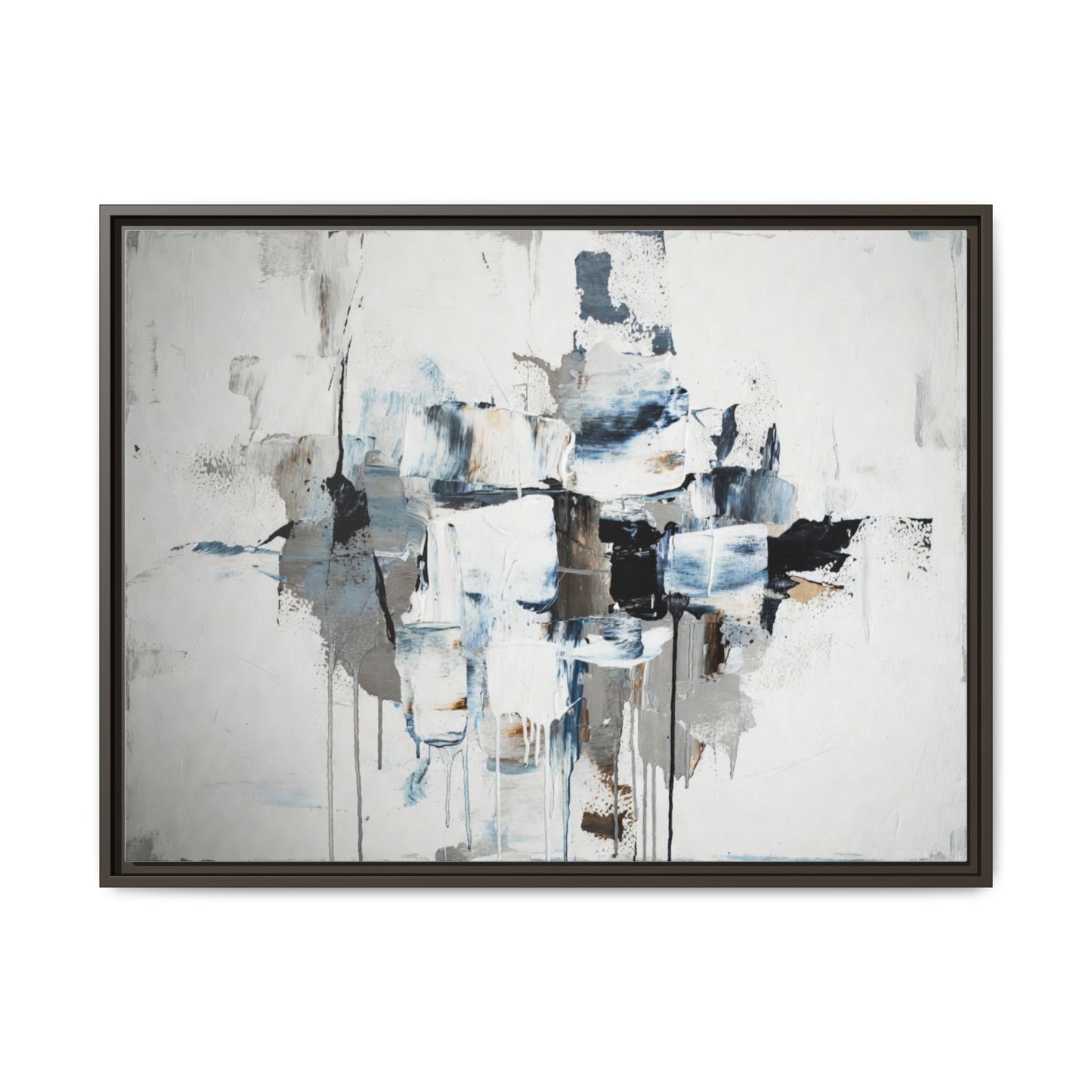 Framed Abstract Canvas Art — Blue Neutral Modern Wall Print