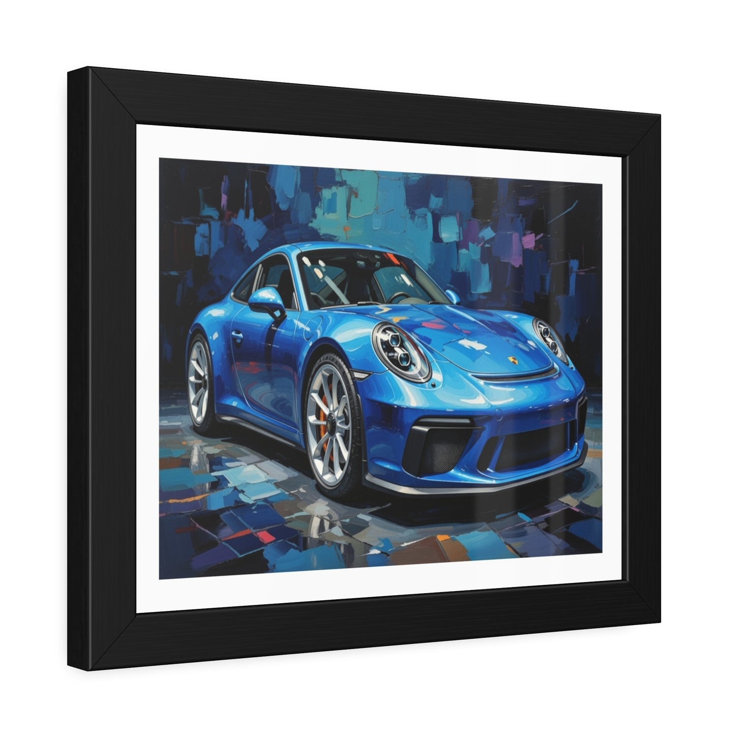 Blue Sports Car Framed Poster — Modern Automotive Wall Art