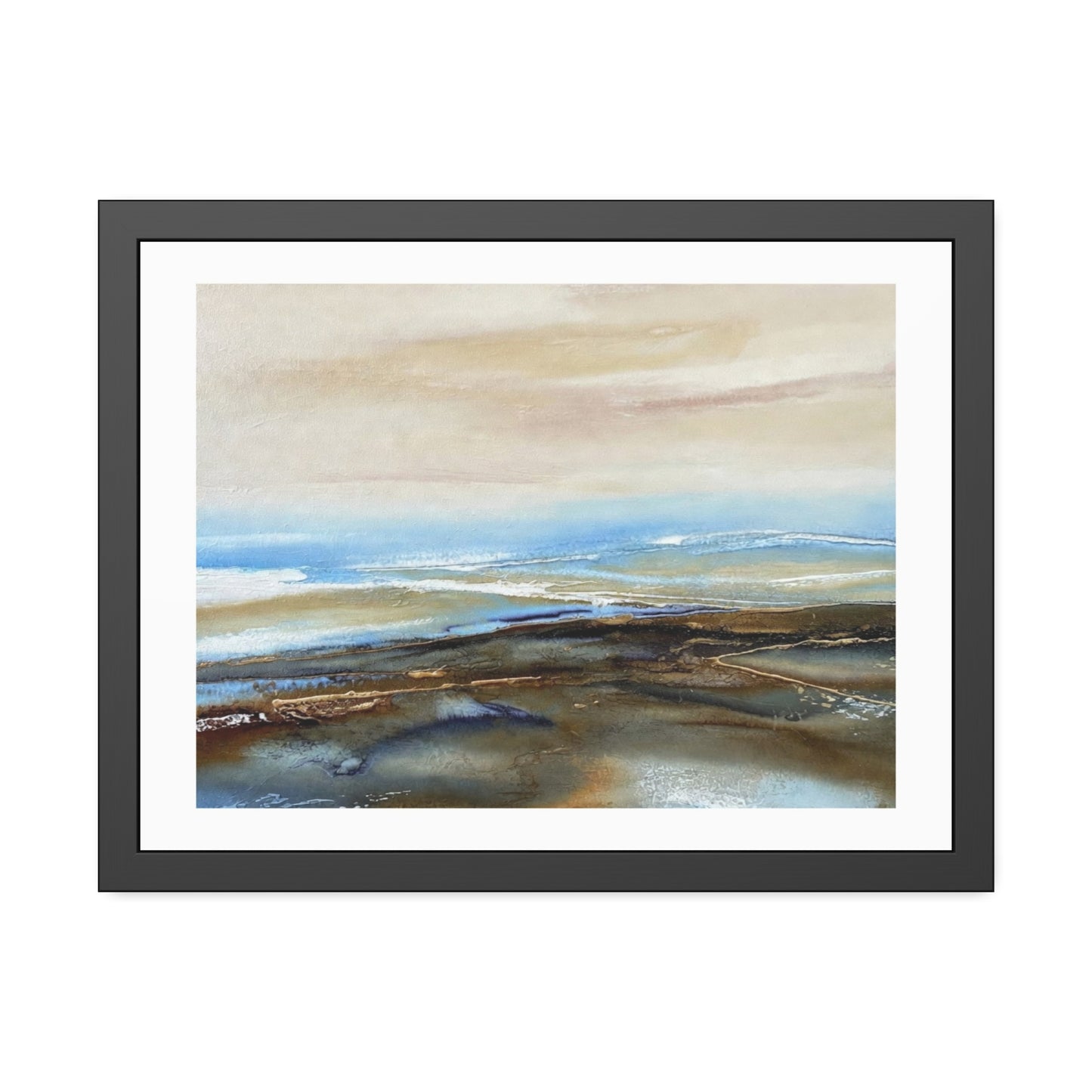 Framed Paper Poster — Abstract Coastal Watercolor Landscape Print