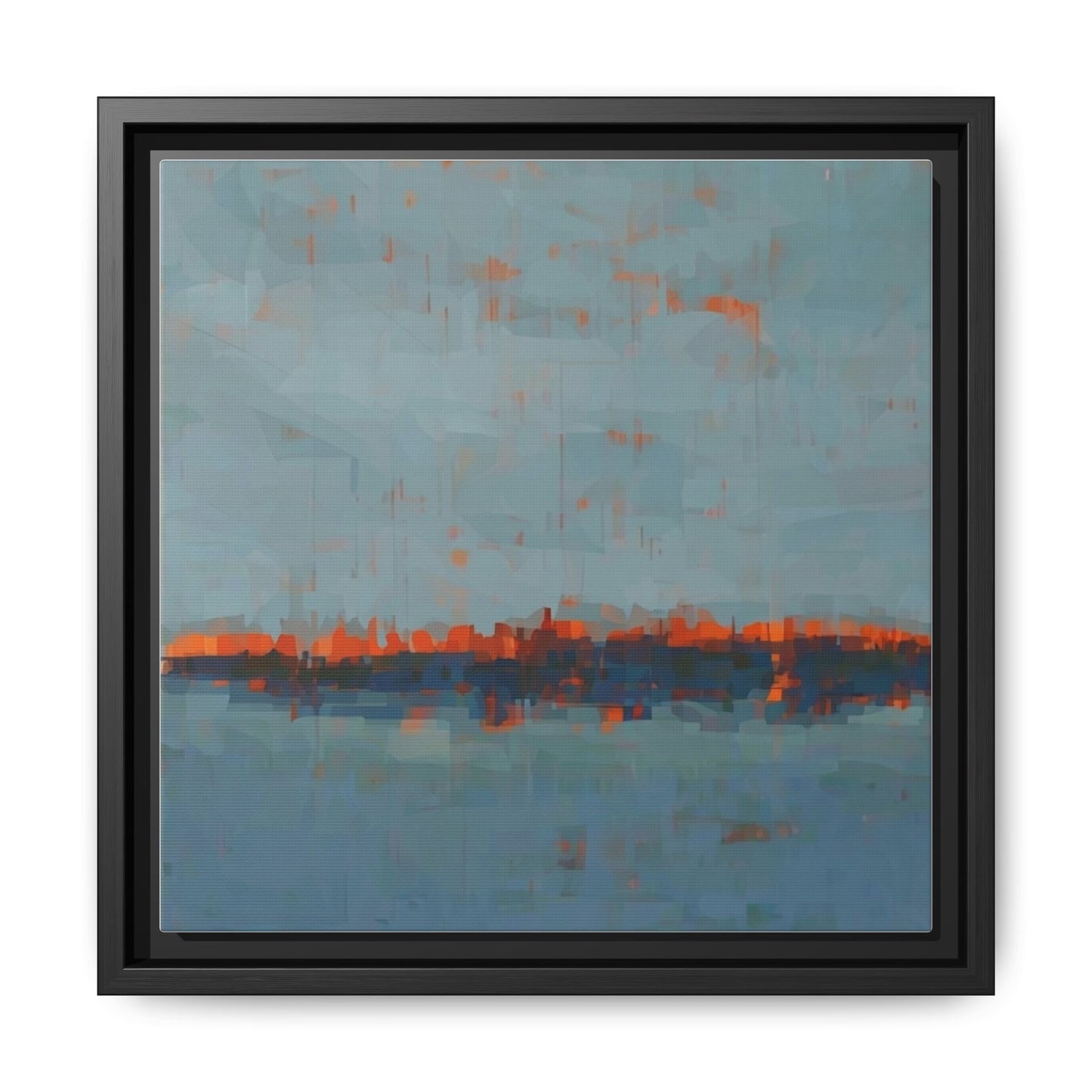 Framed Canvas Art — Teal & Orange Abstract Seascape