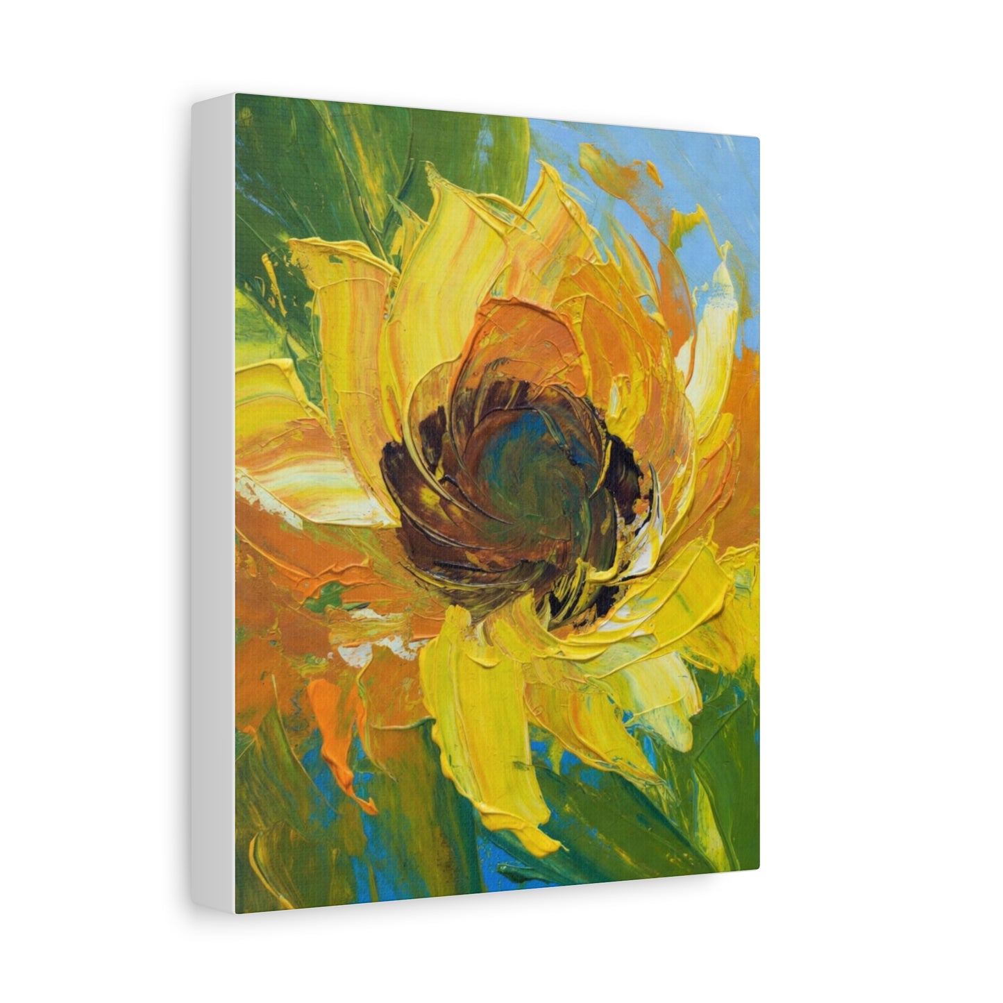 Sunflower Abstract Matte Canvas Wall Art — Bright Floral Painting on Stretched Canvas