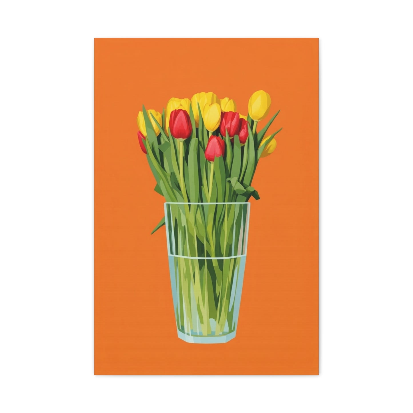 Tulip Bouquet Canvas Wall Art – Glass Vase on Orange