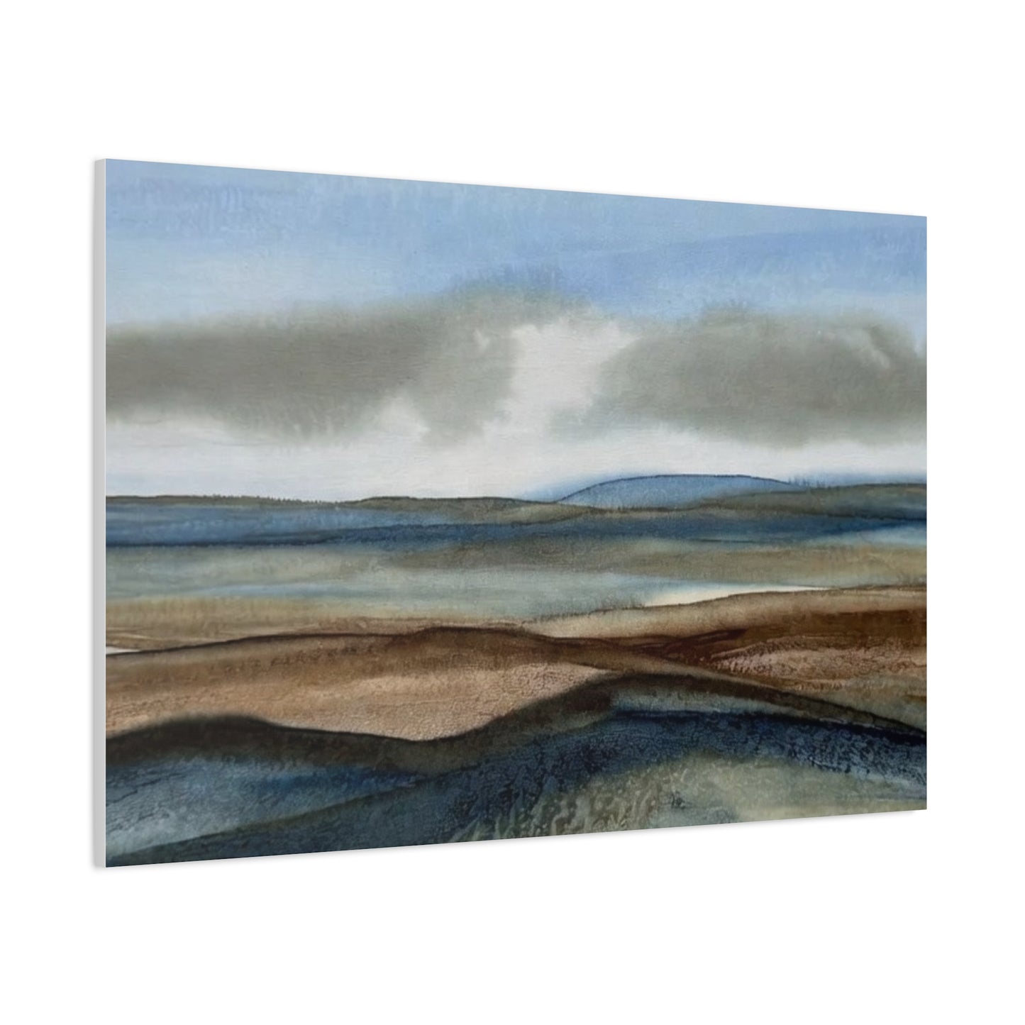 Coastal Mist Matte Canvas Print — Serene Blue-Brown Landscape Wall Art
