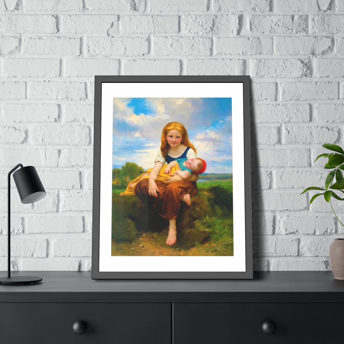 Framed Poster — Vintage Mother & Child Art Print