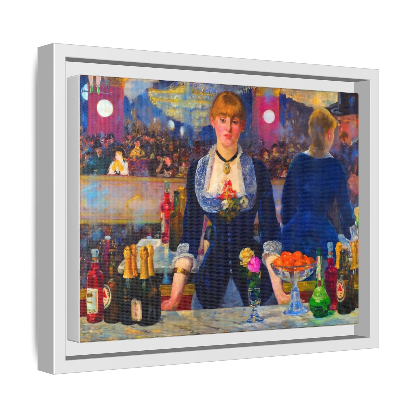 Framed Matte Canvas Print — Vintage Parisian Bar Scene