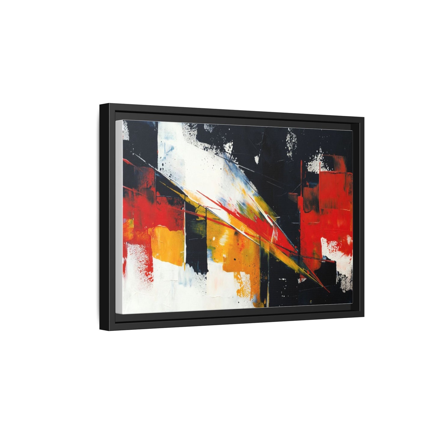 Abstract Red & Black Framed Canvas Print — Modern Geometric Wall Art