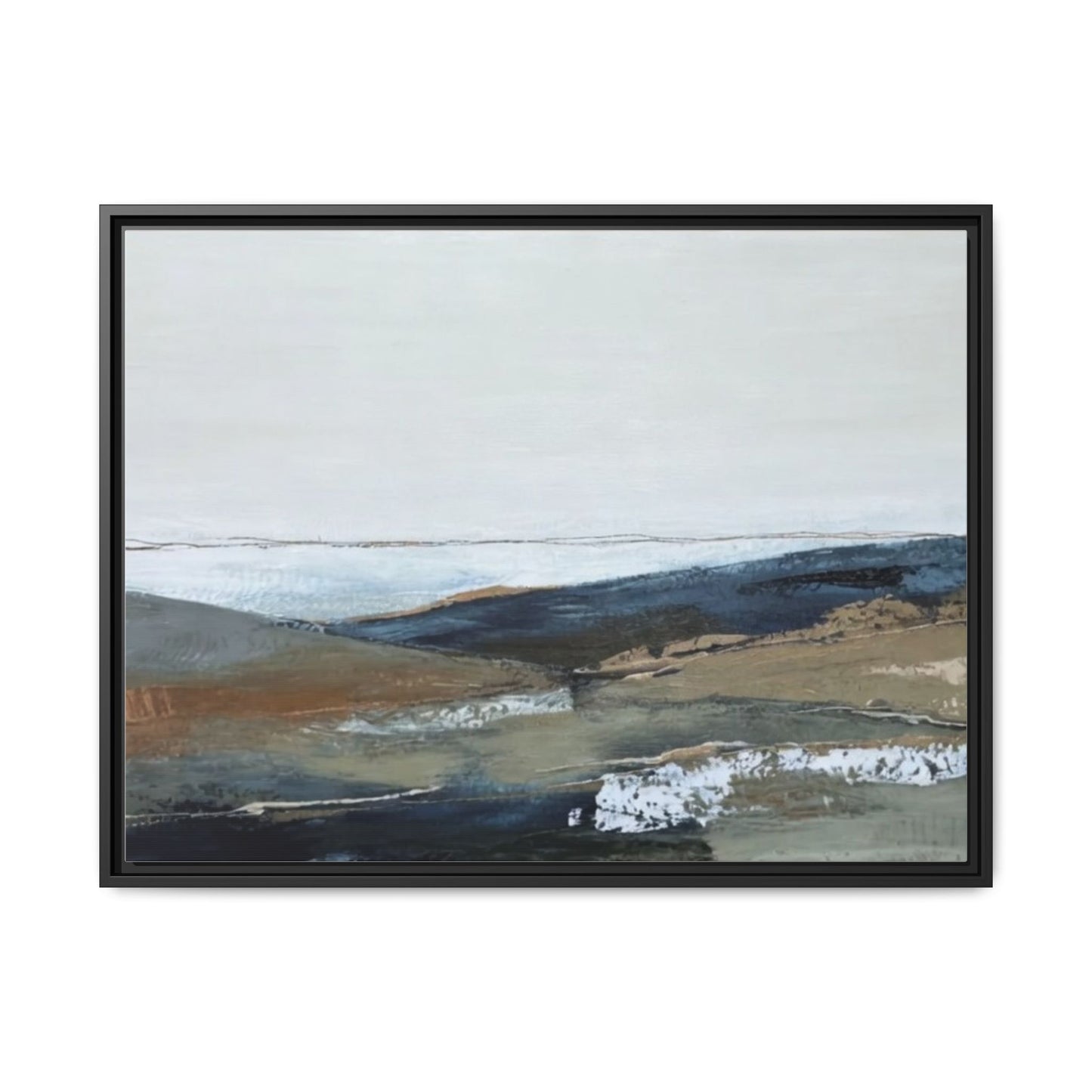 Framed Matte Canvas Wall Art — Serene Coastal Abstract Landscape
