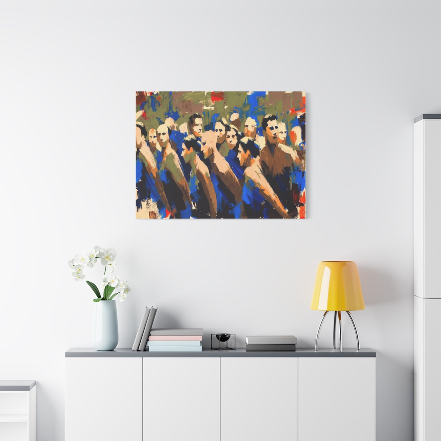 Abstract Crowd Painting Canvas Print — Stretched Matte Wall Art