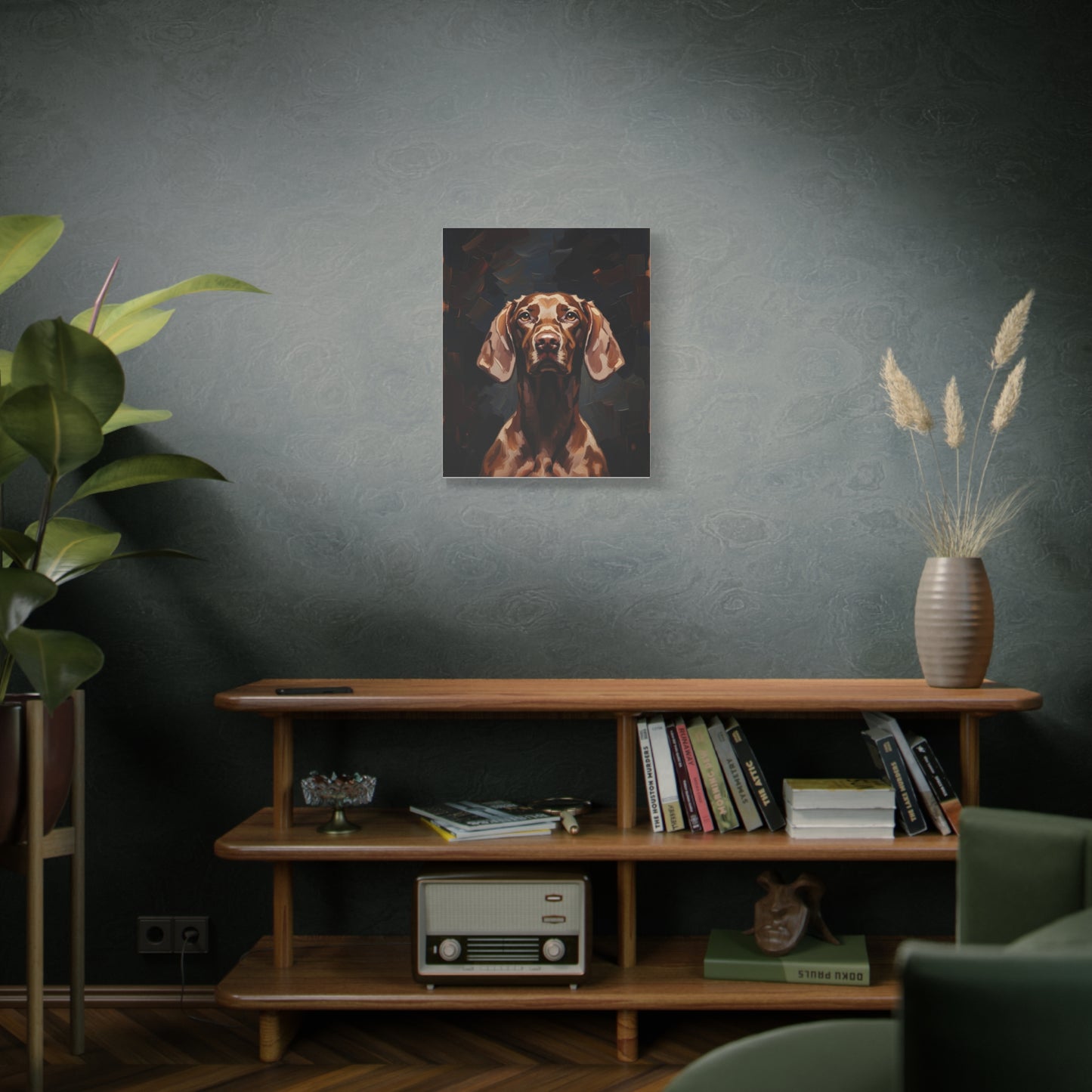 Chocolate Vizsla Canvas Wall Art — Matte Stretched Dog Portrait