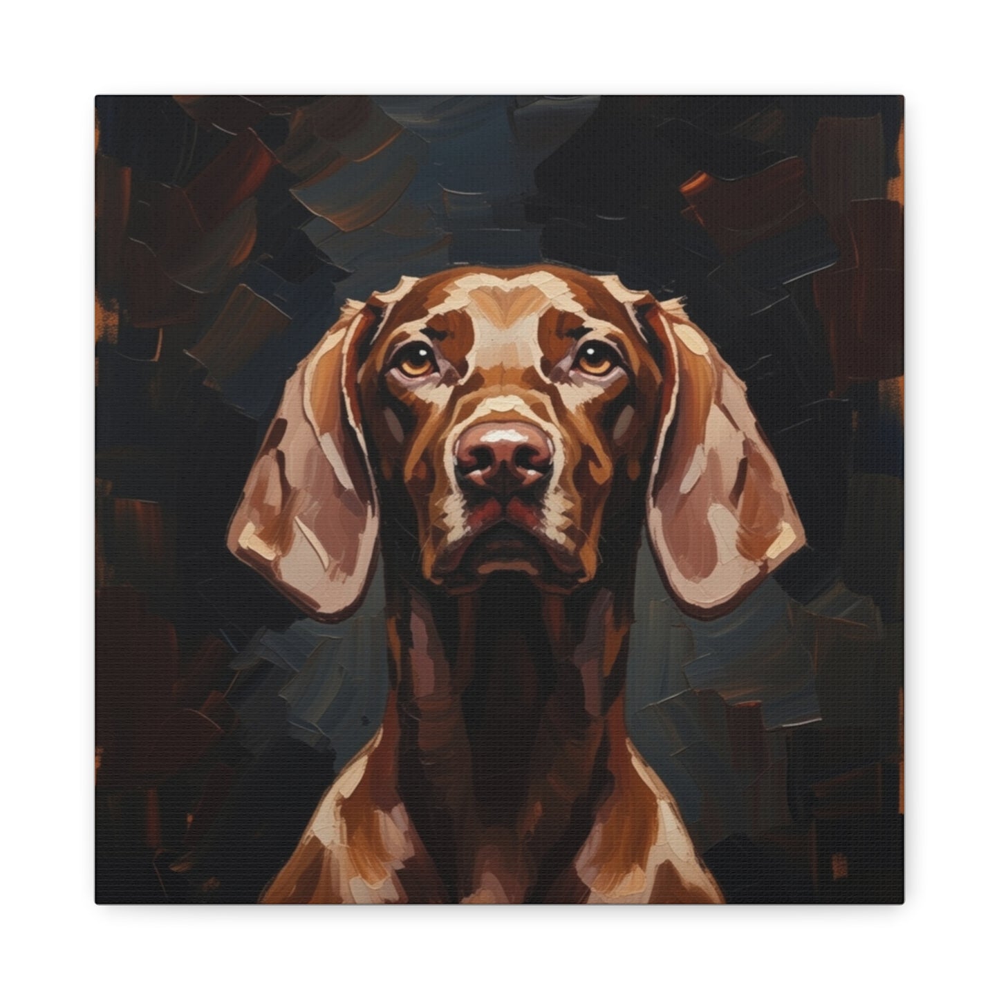 Chocolate Vizsla Canvas Wall Art — Matte Stretched Dog Portrait