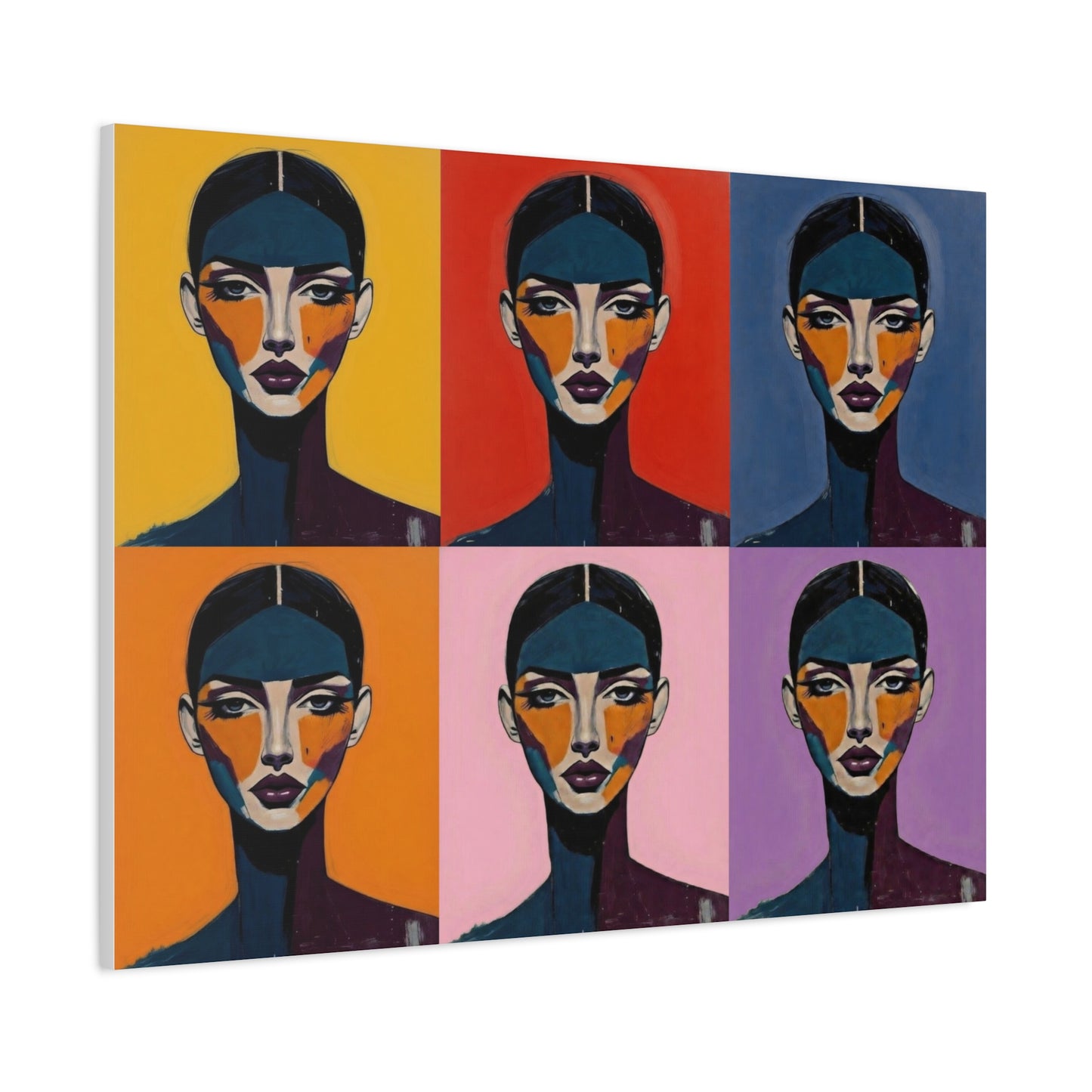 Pop Art Portrait Canvas - Colorful Six-Panel Female Face Wall Art
