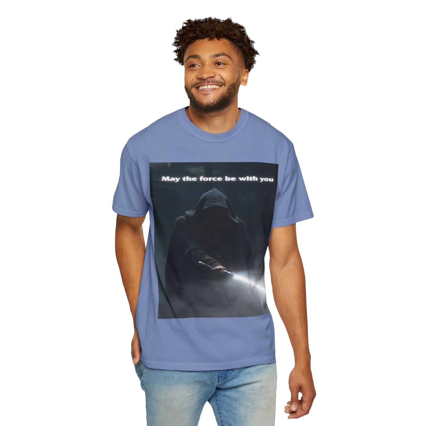 May the Force Be With You T-Shirt — Dark Hooded Lightsaber Graphic Tee