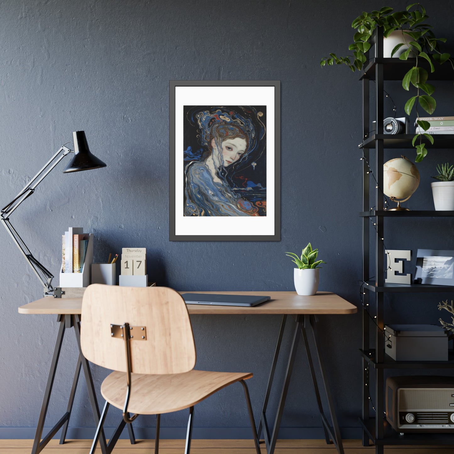 Framed Art Print — Dreamy Blue Portrait Poster