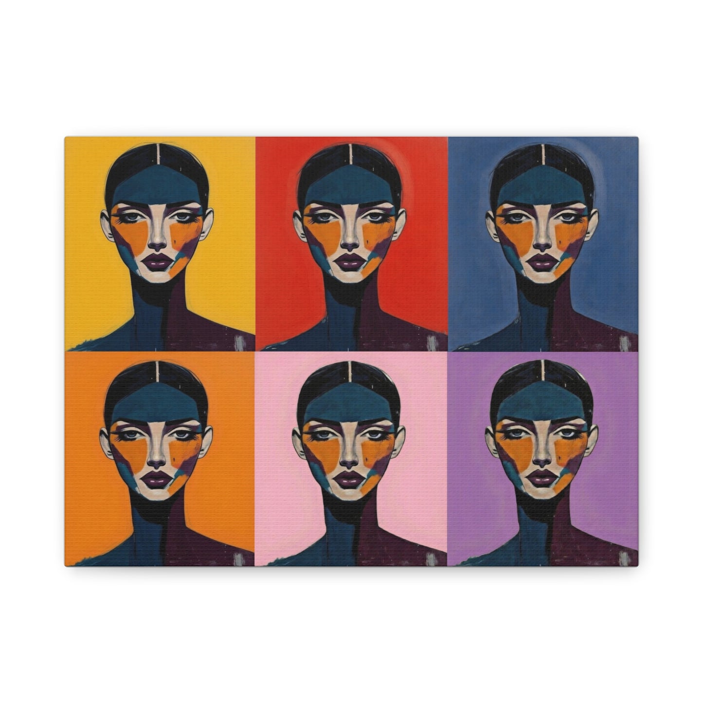 Pop Art Portrait Canvas - Colorful Six-Panel Female Face Wall Art