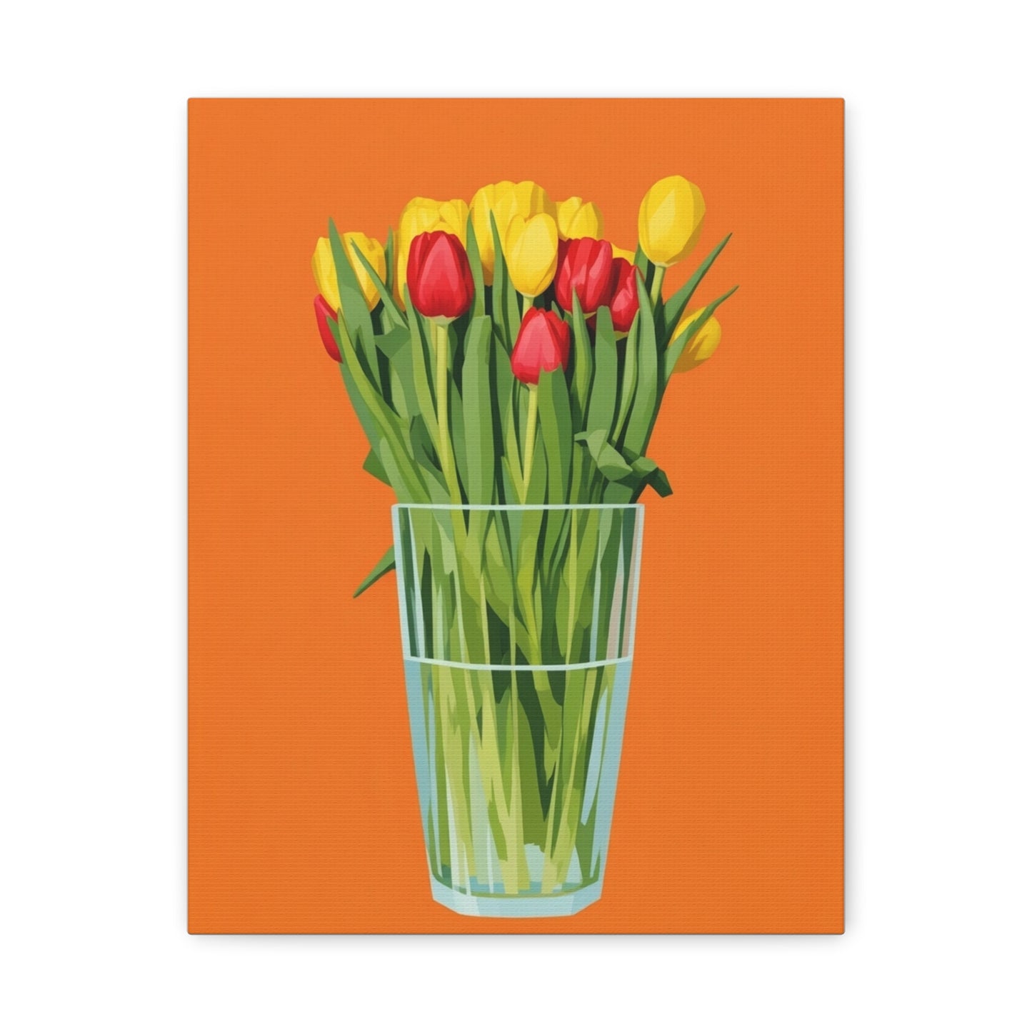 Tulip Bouquet Canvas Wall Art – Glass Vase on Orange