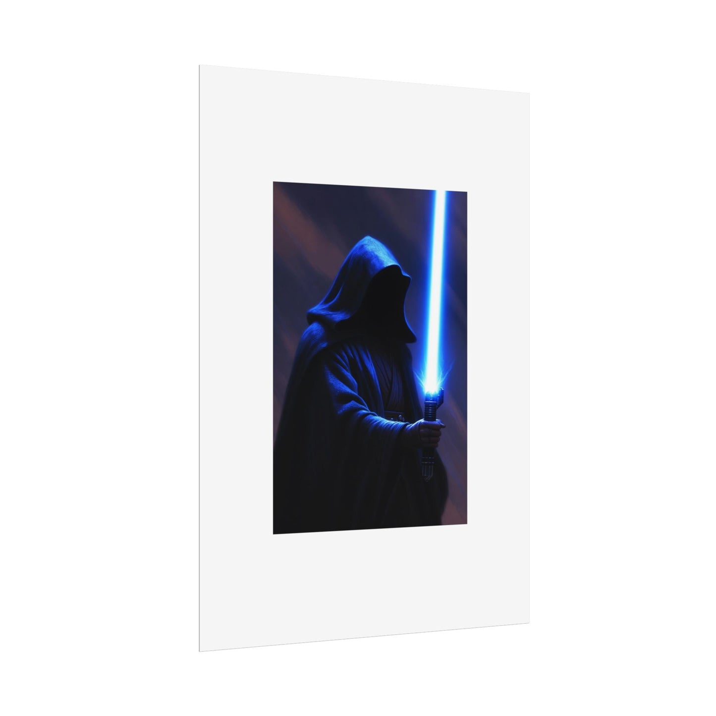 Sci‑Fi Lightsaber Poster — Hooded Jedi Warrior Wall Art (Rolled Poster)