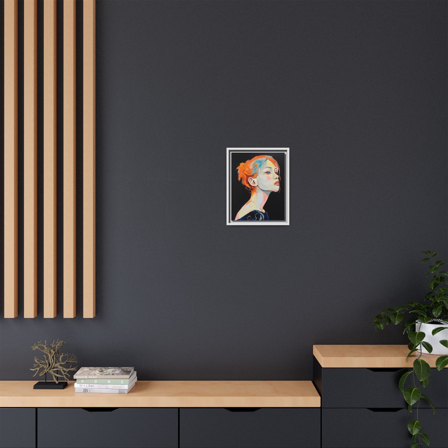 Framed Matte Canvas Portrait — Vibrant Multi‑Color Woman Wall Art