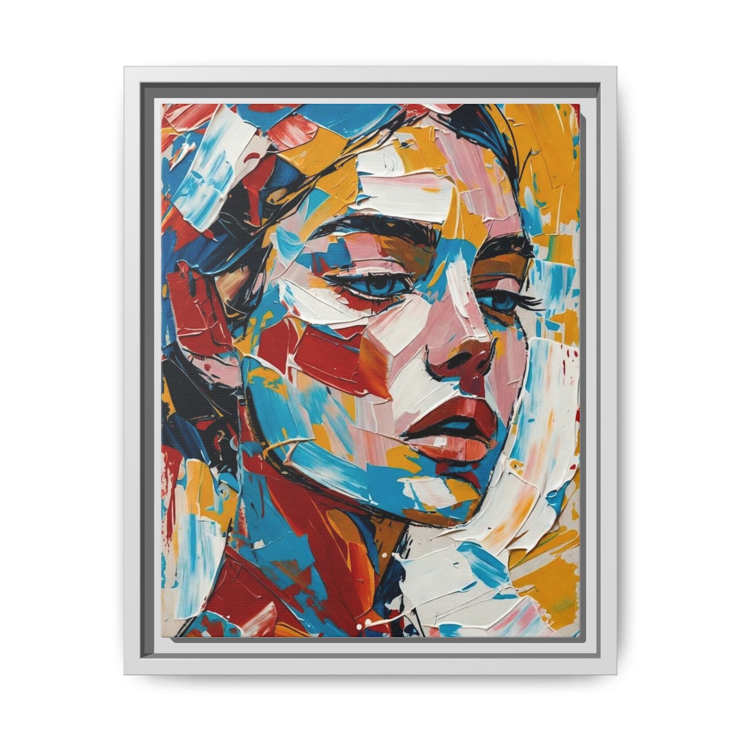 Colorful Abstract Portrait Framed Canvas Print