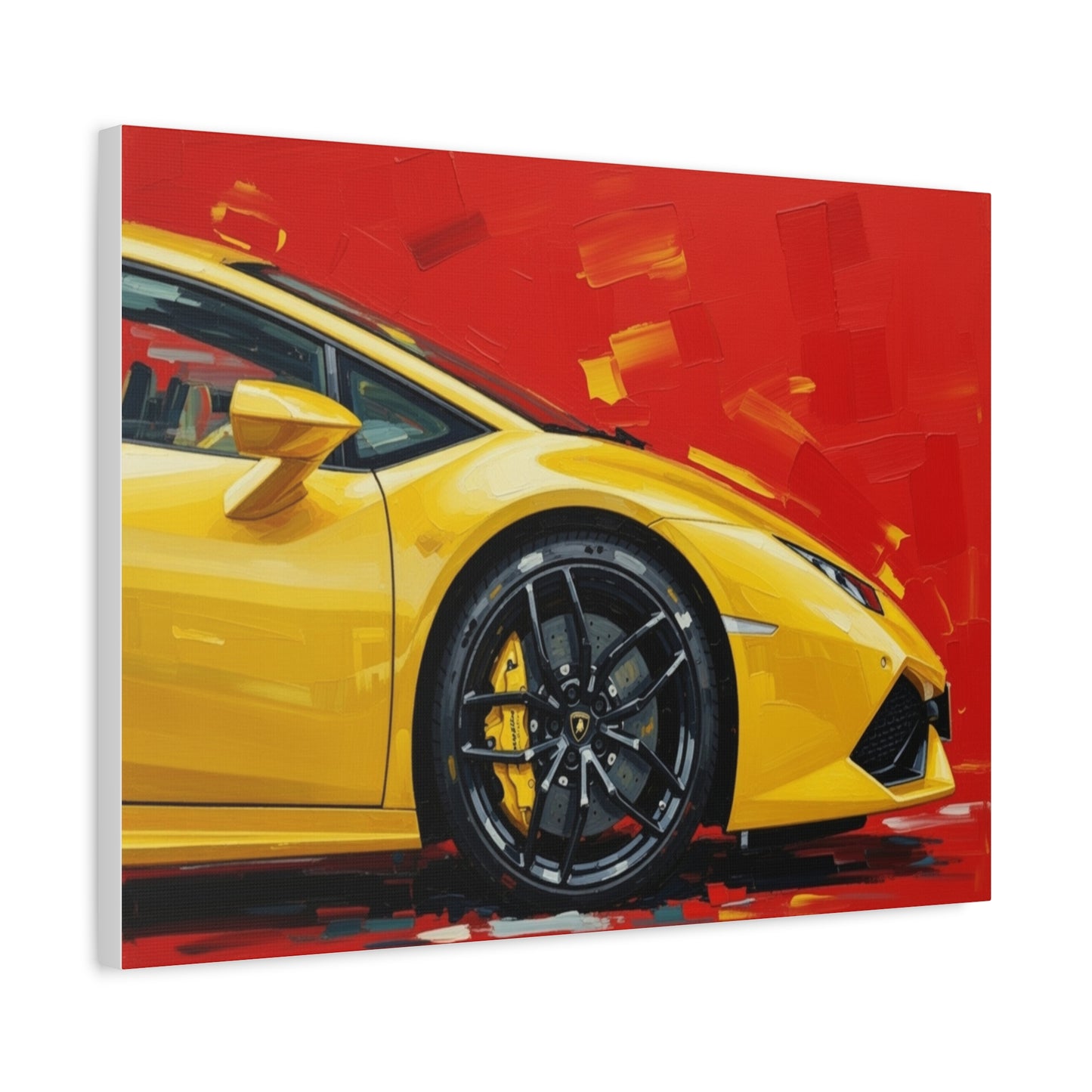 Yellow Sports Car Canvas Print - Modern Automotive Wall Art (Matte Stretched)