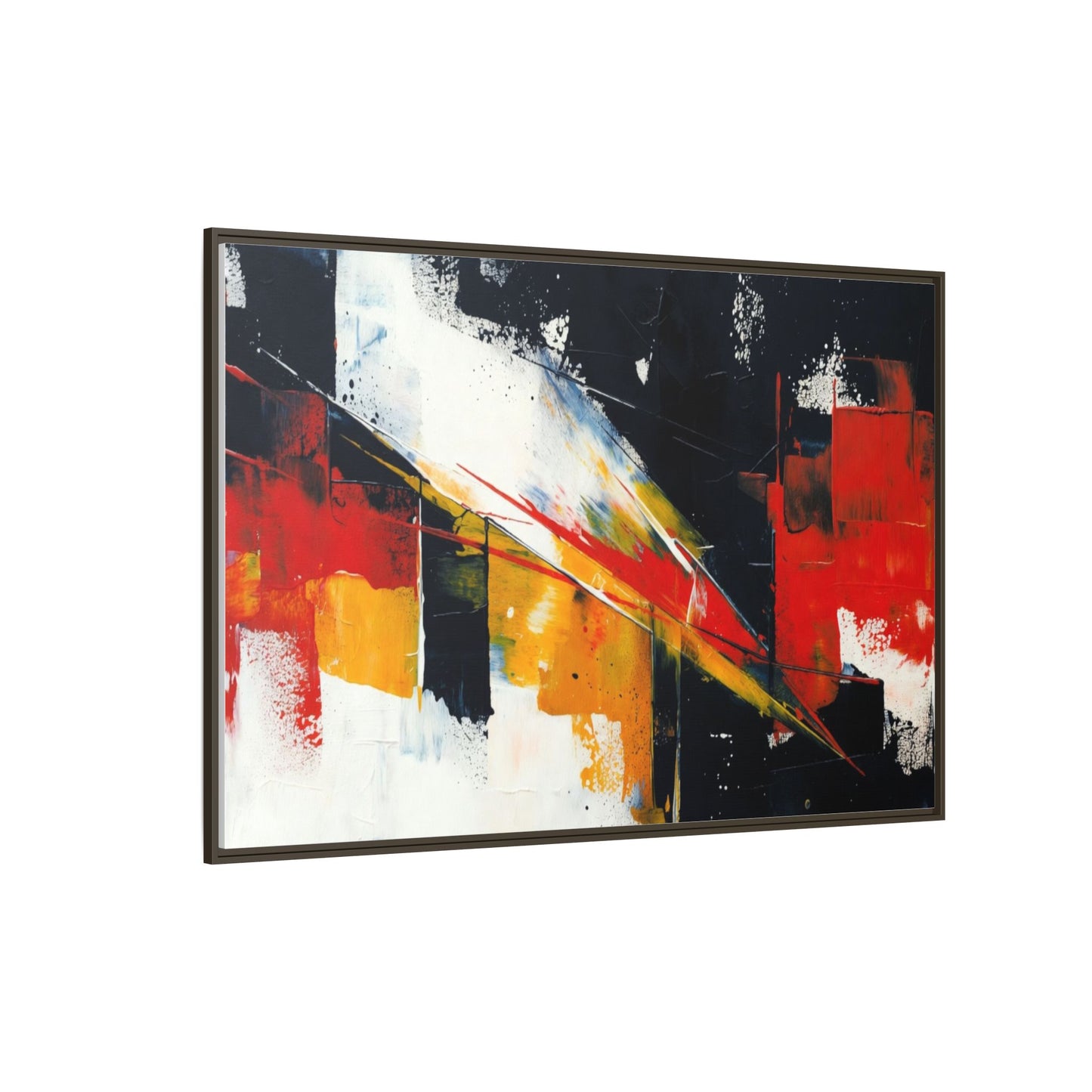 Abstract Red & Black Framed Canvas Print — Modern Geometric Wall Art