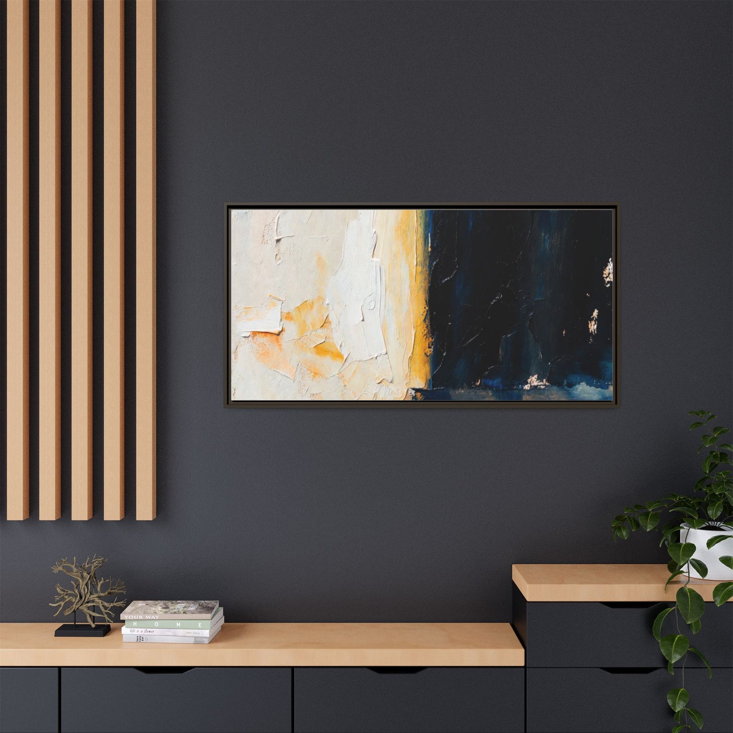 Abstract Coastal Texture Framed Canvas Art — Matte Multi-Color Wall Print