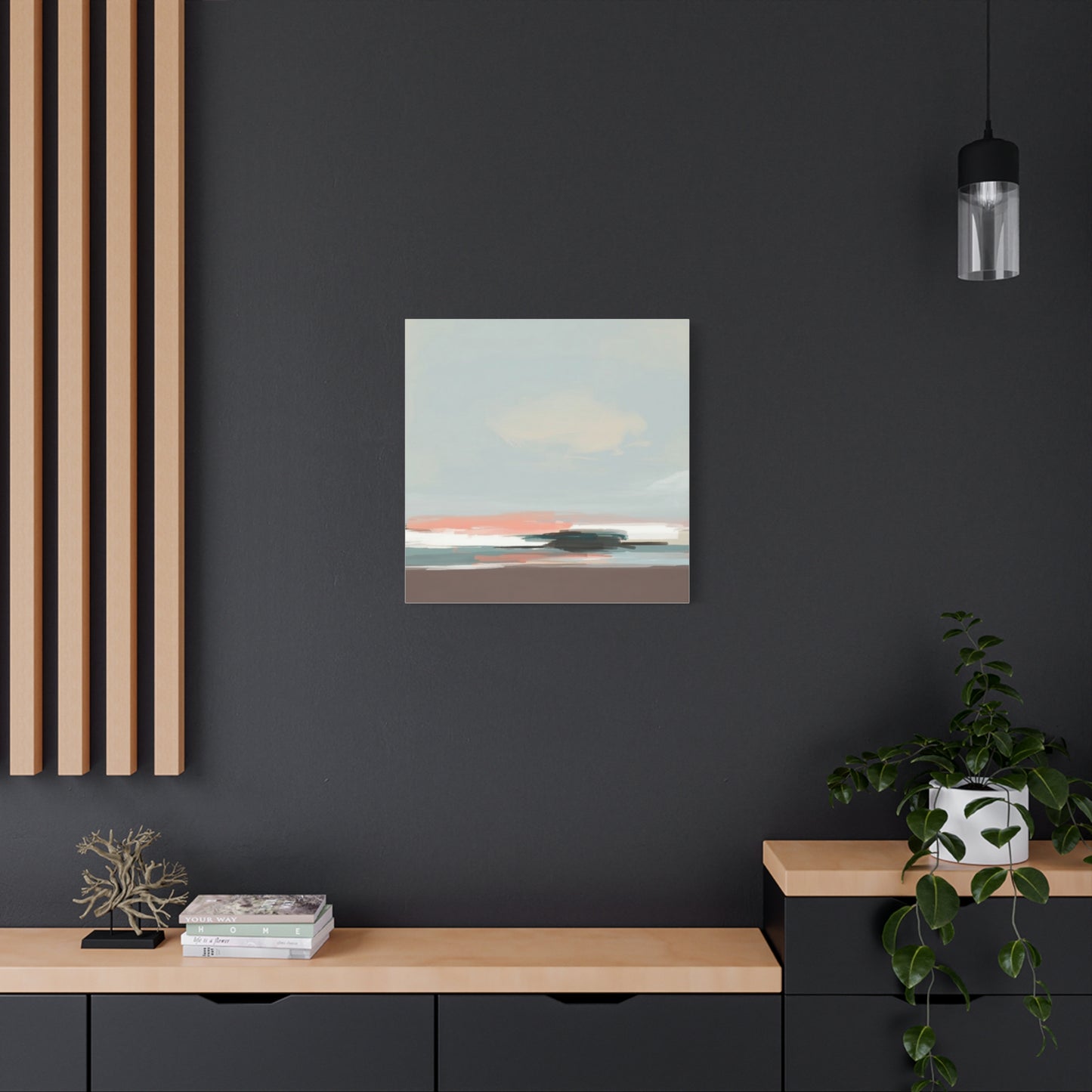 Coastal Abstract Canvas Art – Soft Pastel Seascape Matte Stretched Canvas
