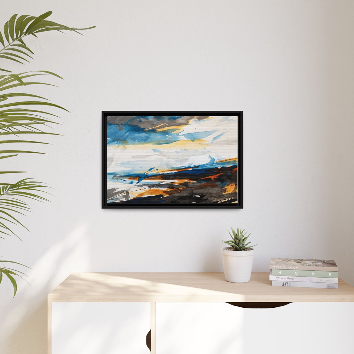 Abstract Coastal Waves Matte Canvas Framed Wall Art