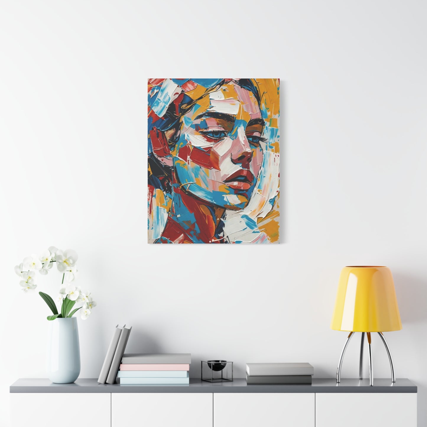 Abstract Colorful Portrait Matte Canvas Print — Modern Stretched Wall Art