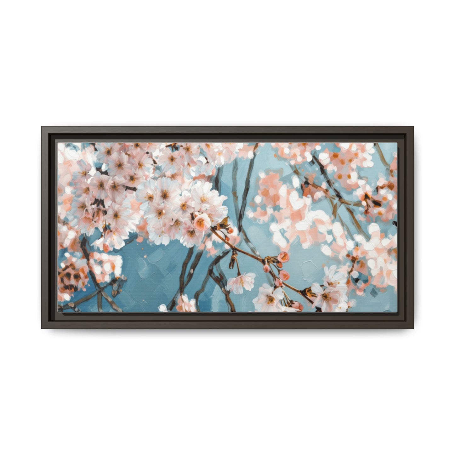 Framed Cherry Blossom Matte Canvas Print — Soft Pink Floral Wall Art