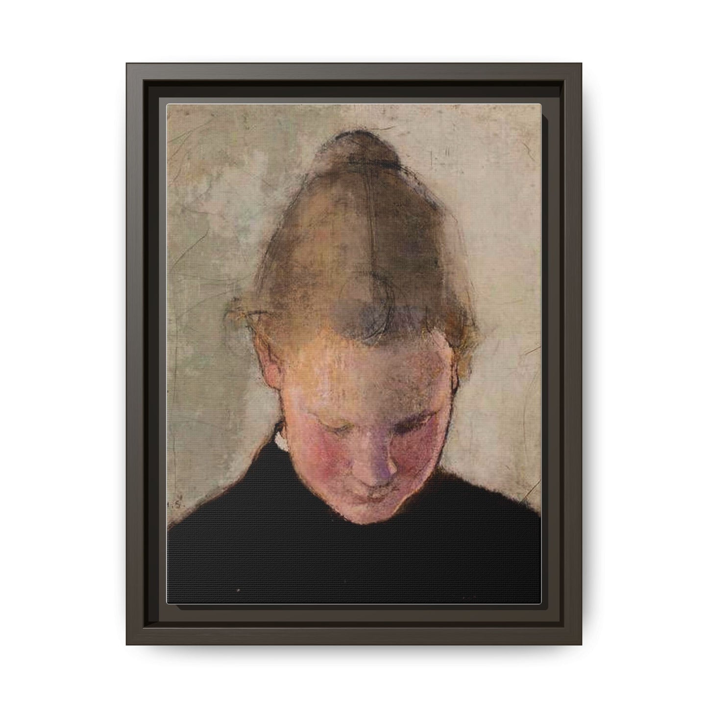 Lukeva tytto by Helena Schjerfbeck Framed Matte Canvas Art Print