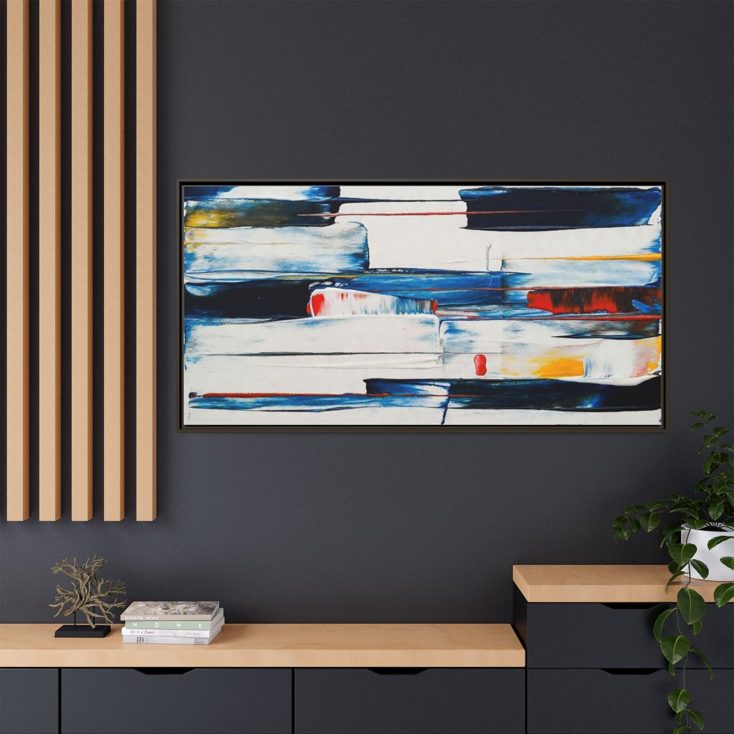 Abstract Coastal Brushstrokes Framed Canvas Print