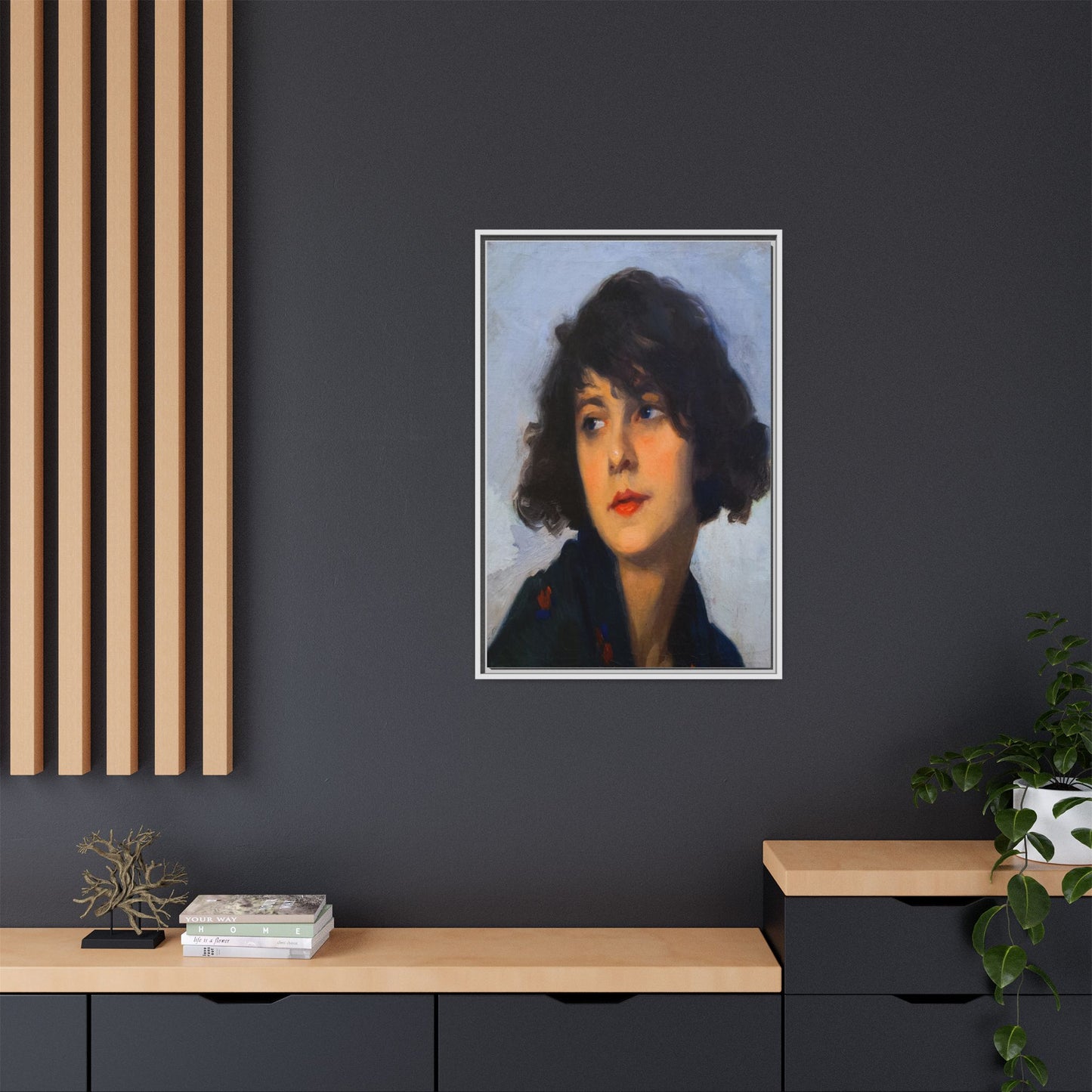 Mulher do chale verde (cropped) by Cyprien Eugene Boulet Framed Matte Canvas Print