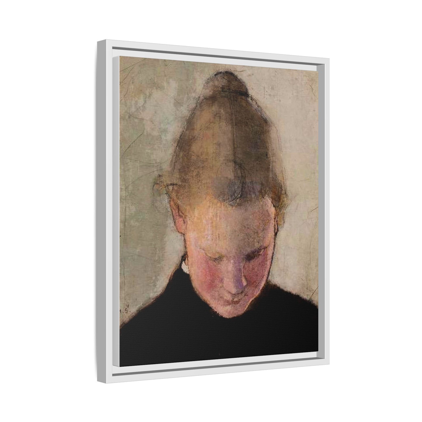 Lukeva tytto by Helena Schjerfbeck Framed Matte Canvas Art Print