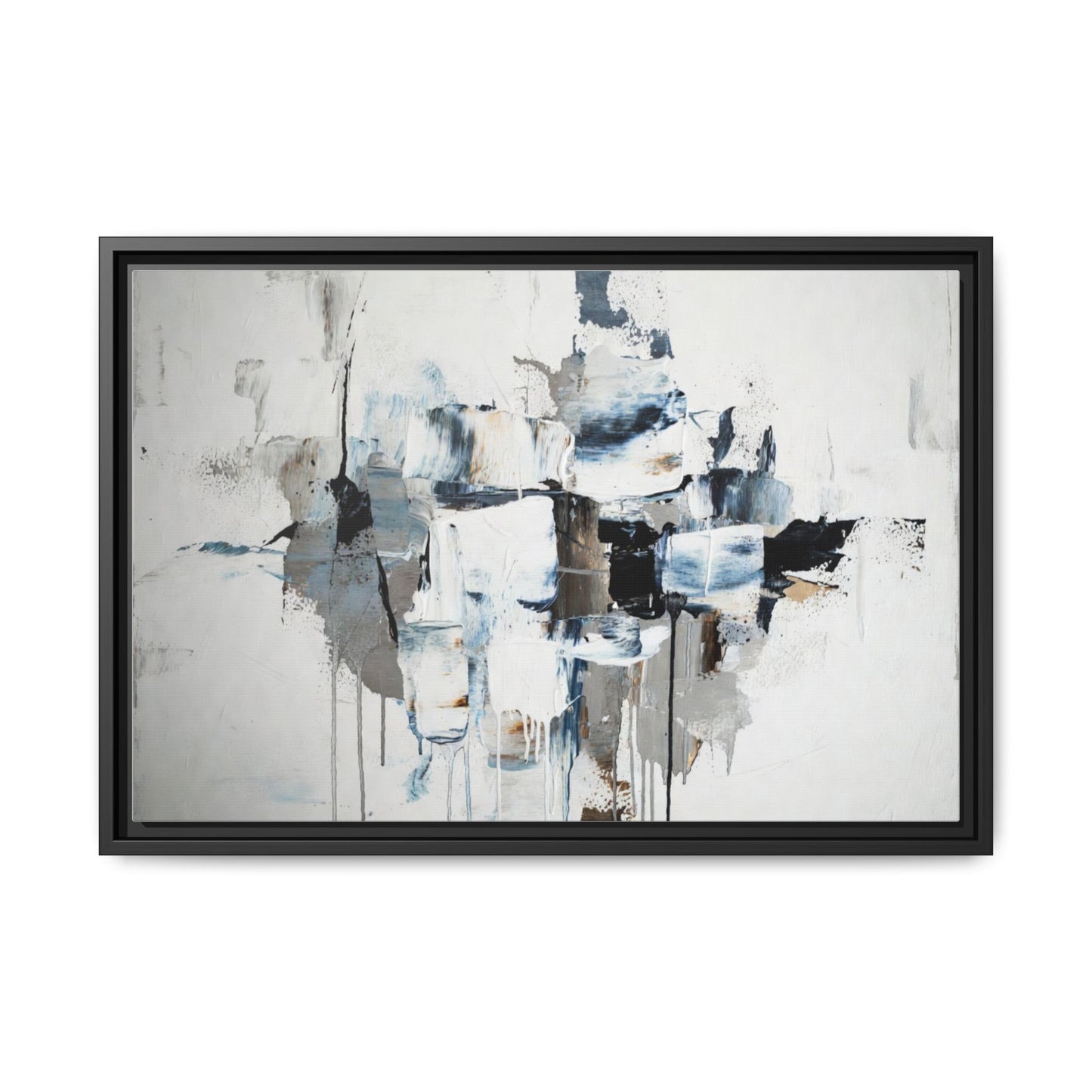 Framed Abstract Canvas Art — Blue Neutral Modern Wall Print