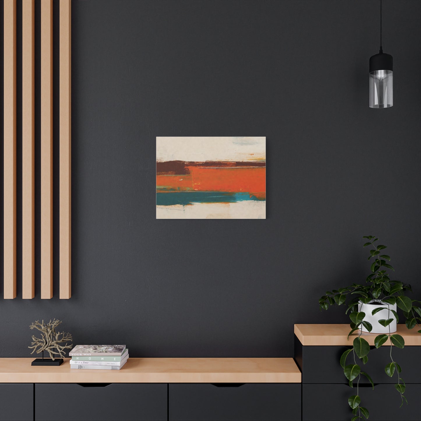 Abstract Orange & Teal Matte Canvas Wall Art — Stretched 1.25"