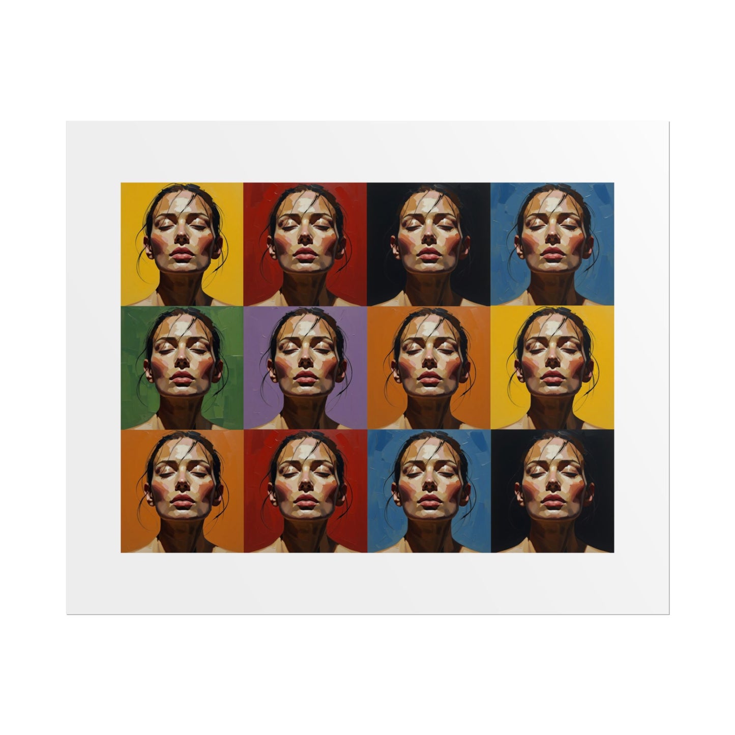 Rolled Poster — Pop Art Portrait Wall Print (Color Grid, 12-Panel)