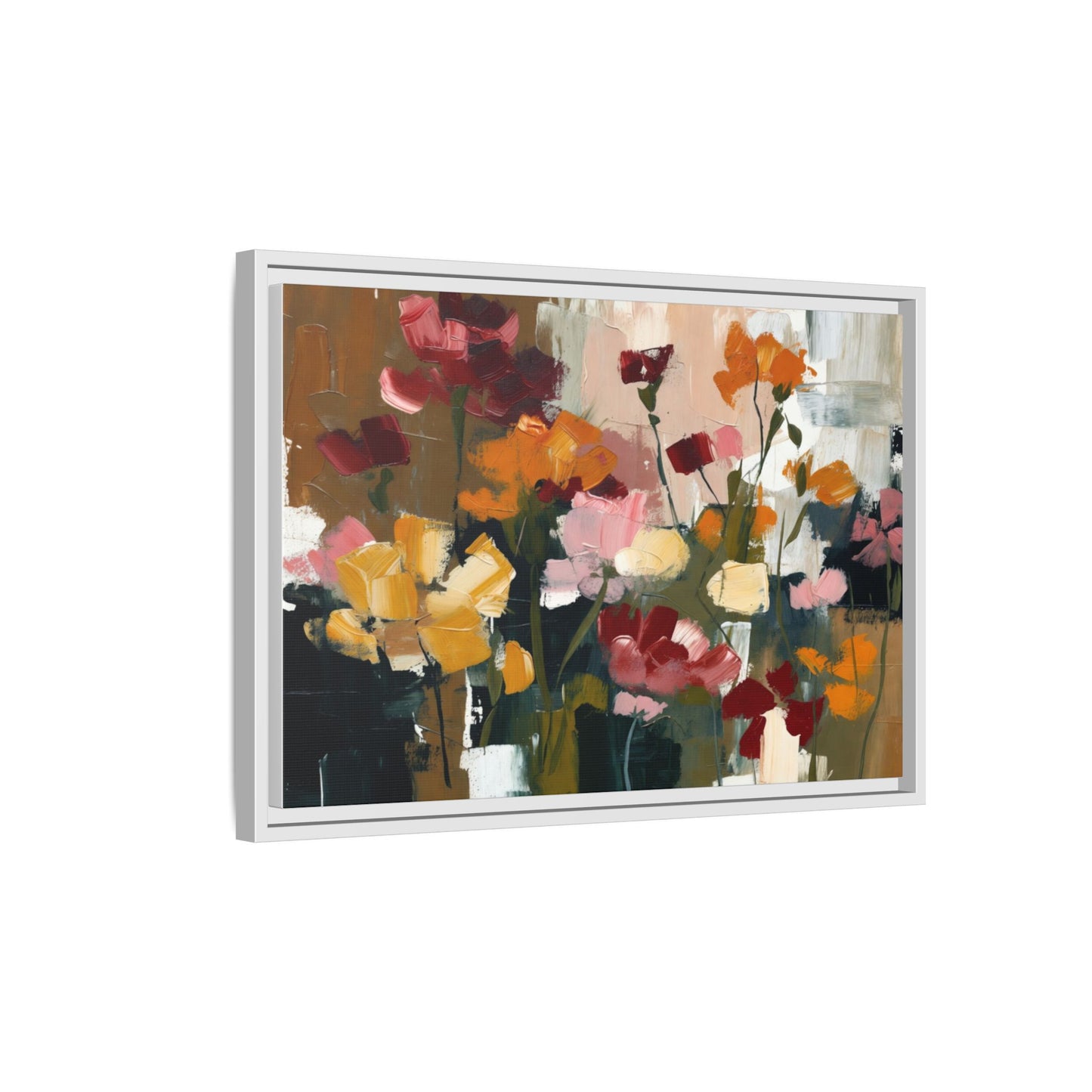 Framed Matte Canvas Floral Abstract Wall Art