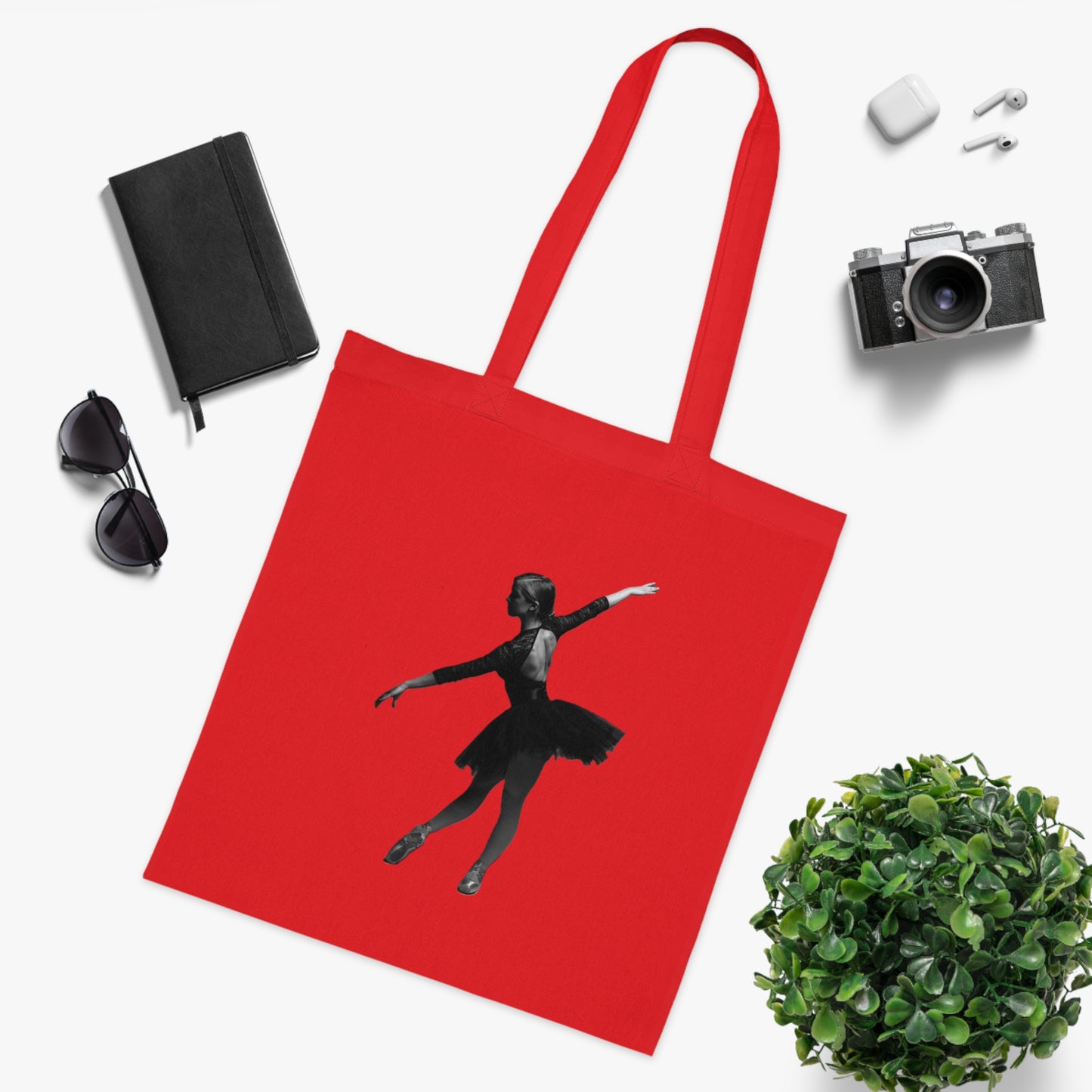 Ballet Silhouette Cotton Tote — Dancer Tote Bag for Ballet Lovers