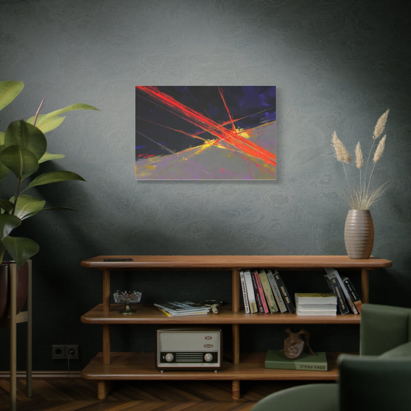 Abstract Red Streaks Matte Canvas Print — Modern Geometric Wall Art