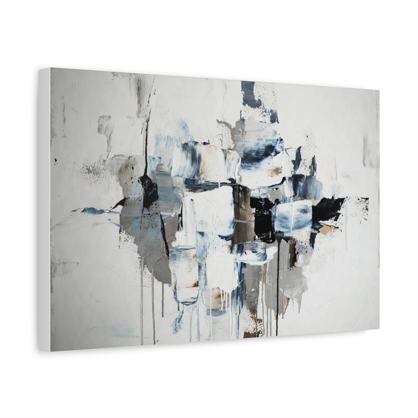 Abstract Blue & Gray Canvas Wall Art — Stretched Matte Canvas