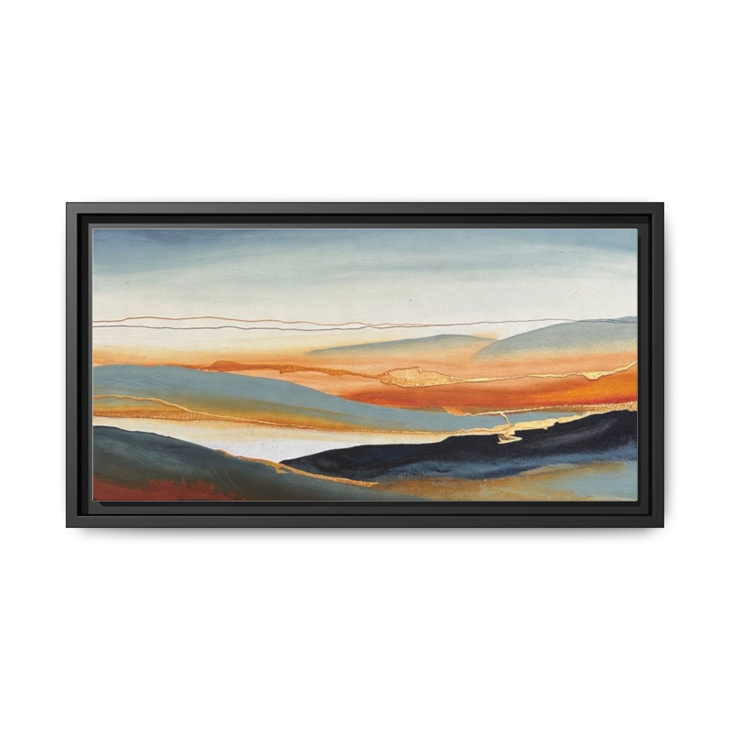 Framed Matte Canvas: Abstract Coastal Sunset Landscape Wall Art