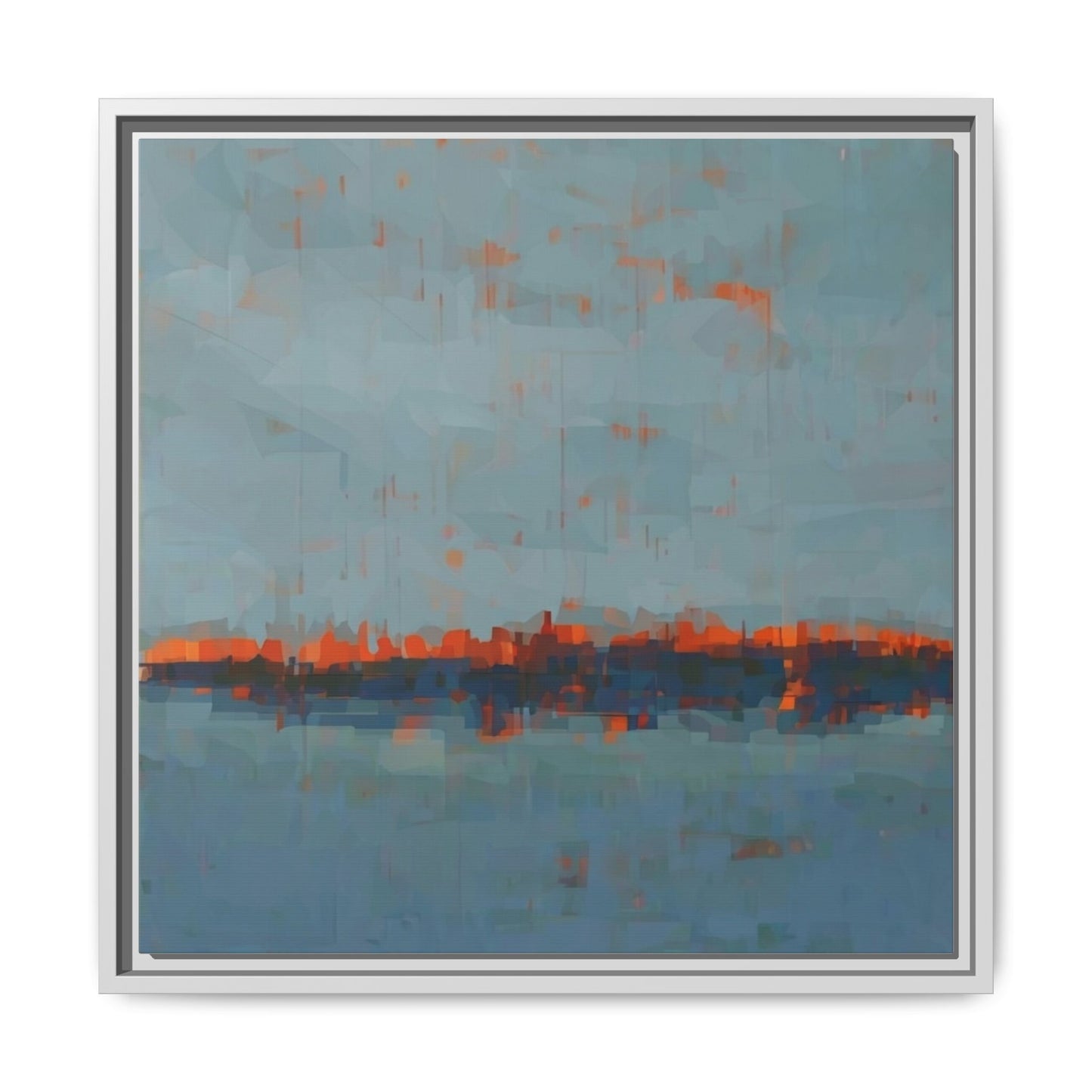Framed Canvas Art — Teal & Orange Abstract Seascape