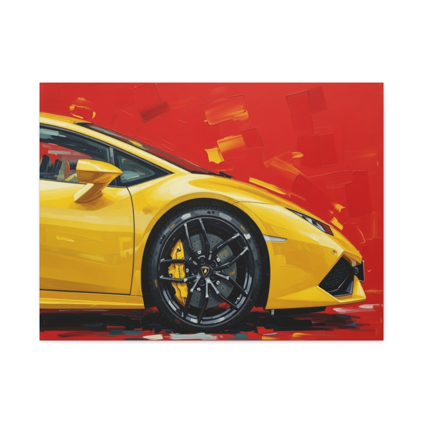 Yellow Sports Car Canvas Print - Modern Automotive Wall Art (Matte Stretched)
