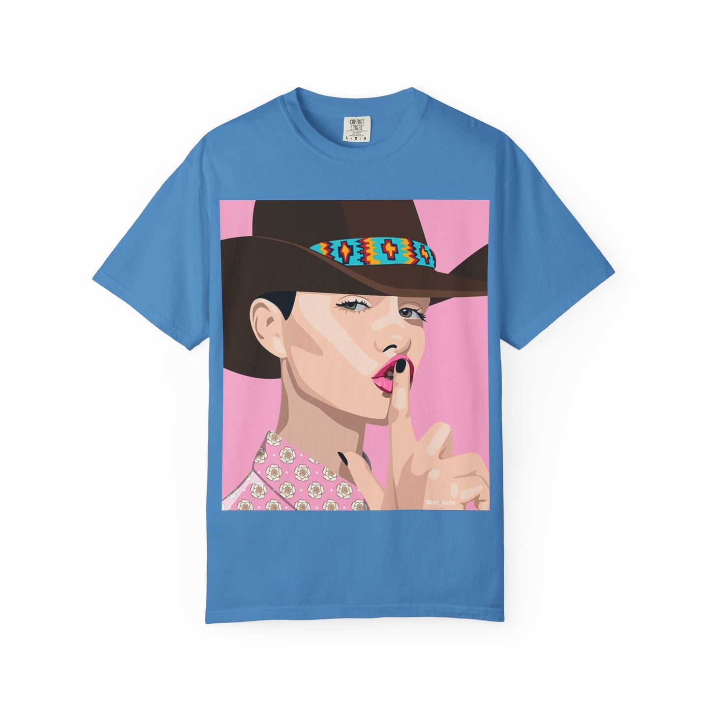 Cowgirl Pop Art T-Shirt — Pink 'Shh' Graphic Tee
