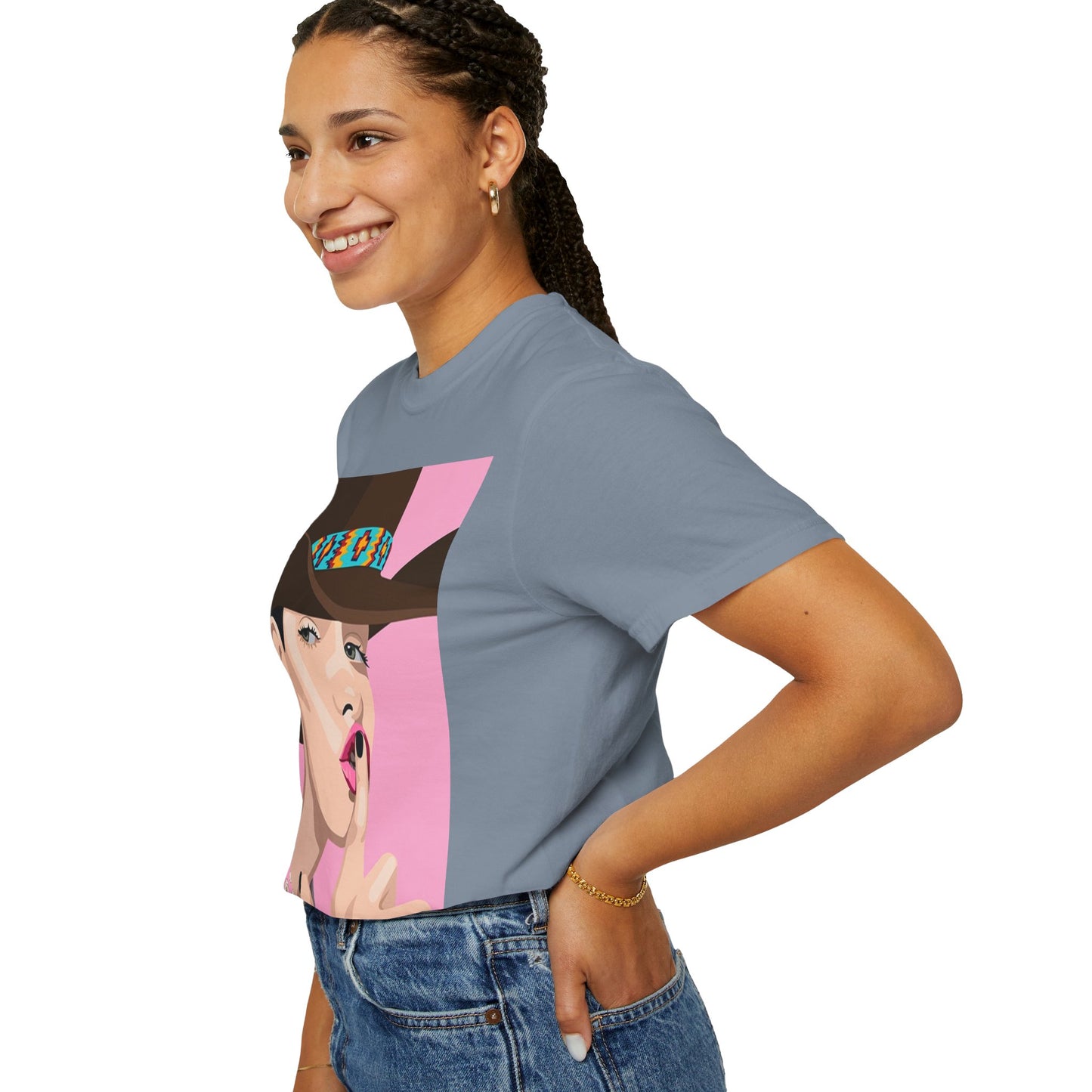 Cowgirl Pop Art T-Shirt — Pink 'Shh' Graphic Tee
