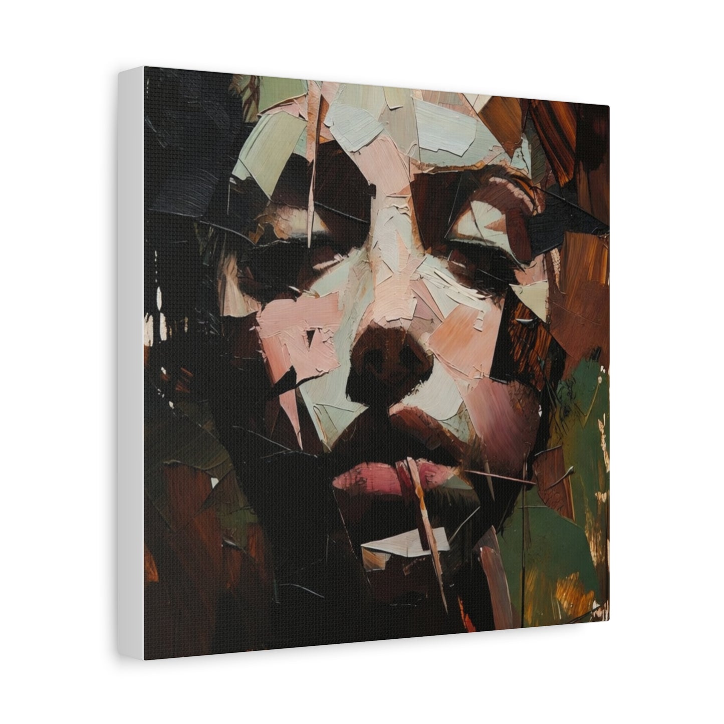 Abstract Portrait Matte Stretched Canvas (1.25") — Contemporary Textured Face Art