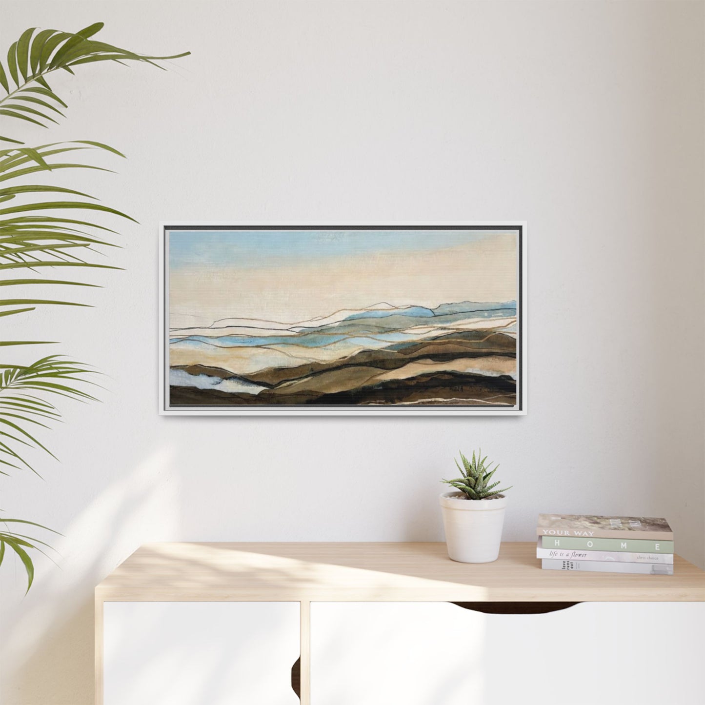 Framed Matte Canvas Print — Abstract Coastal Landscape Wall Art