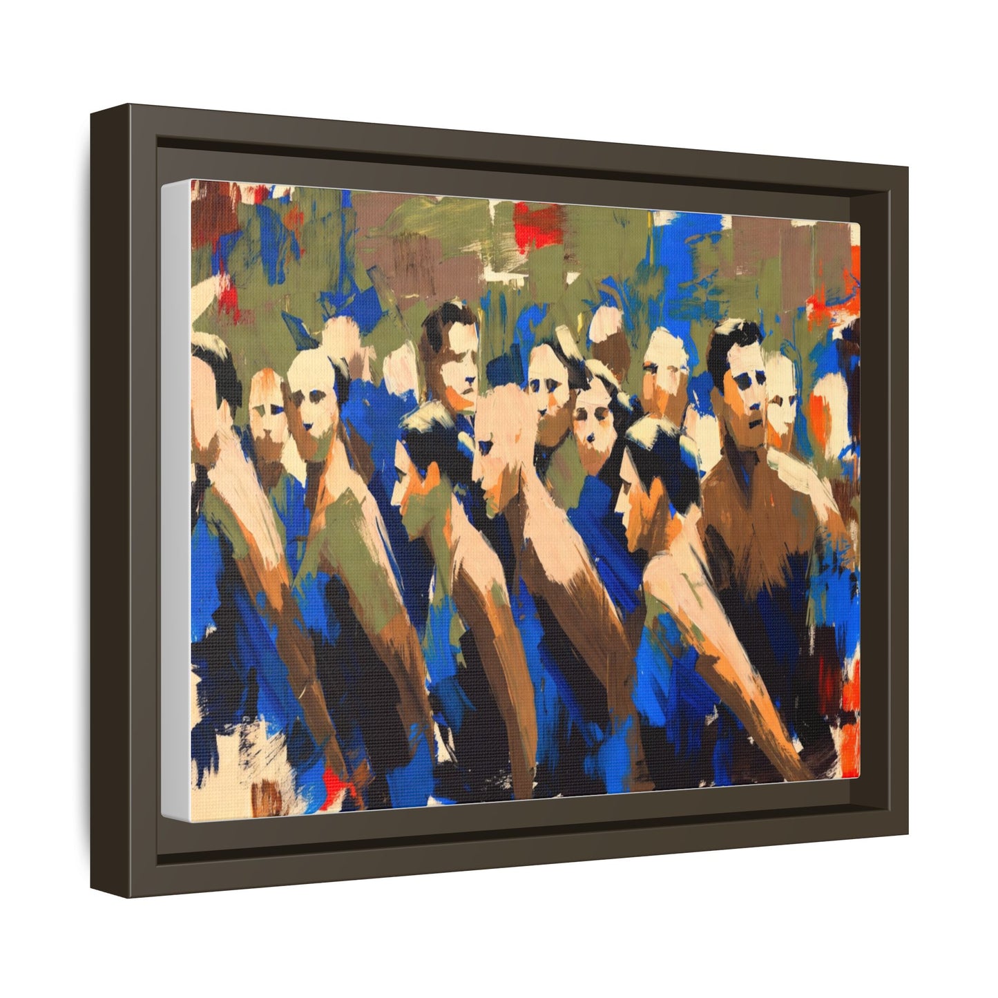 Abstract Crowd Matte Canvas Print — Framed Multi-Color Wall Art