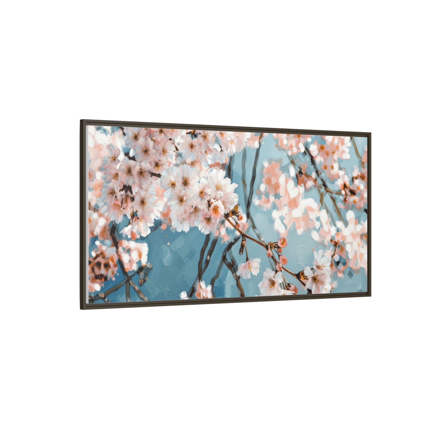 Framed Cherry Blossom Matte Canvas Print — Soft Pink Floral Wall Art