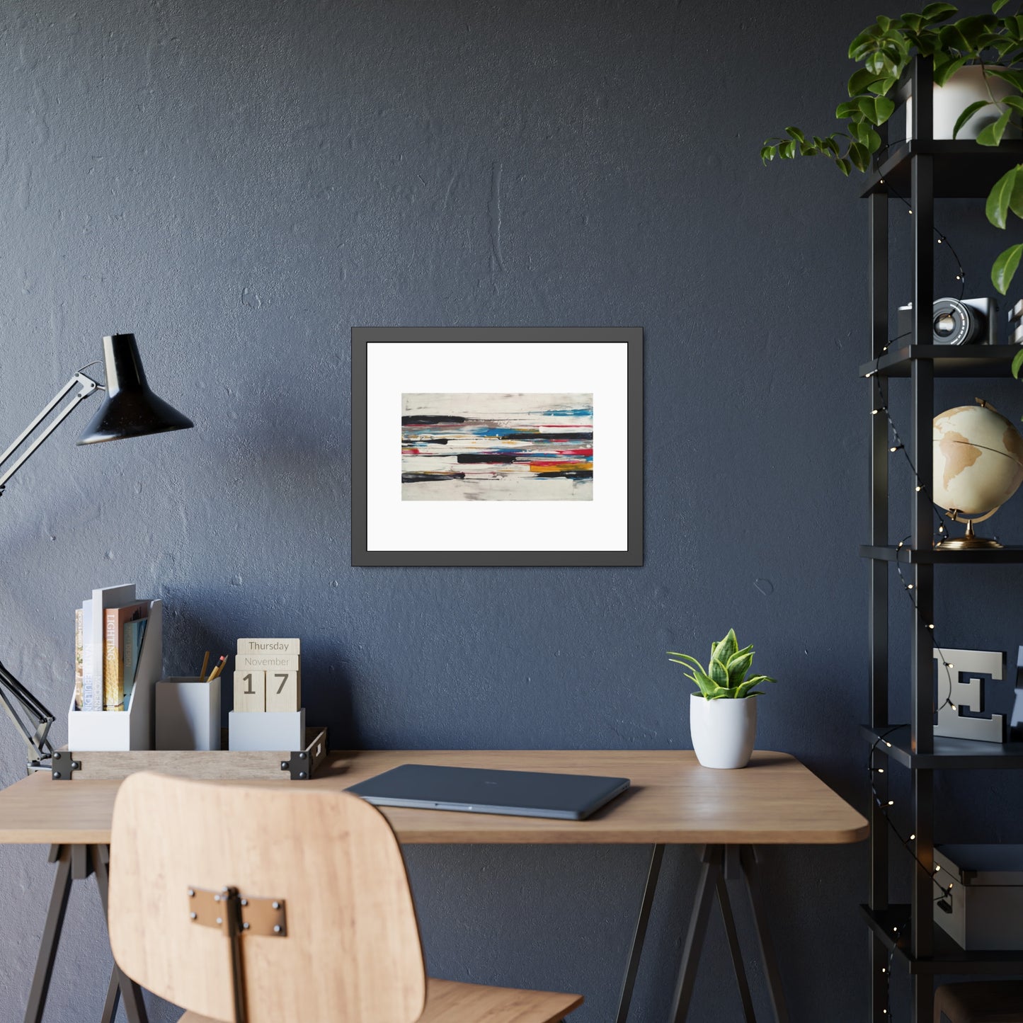Abstract Color Stripe Framed Poster - Modern Minimalist Wall Art